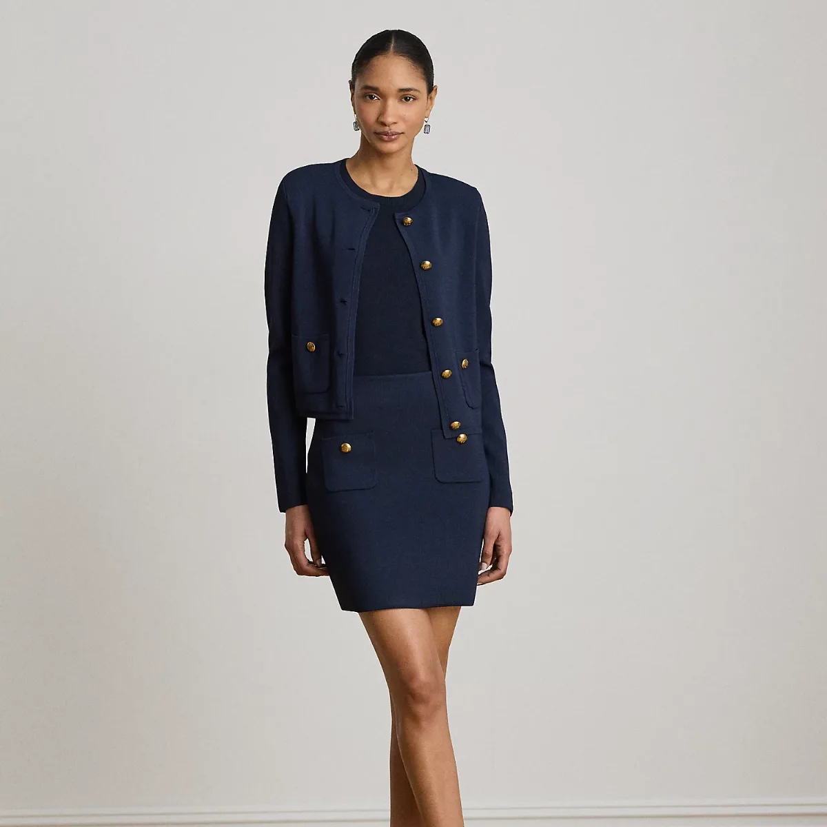 Button-Trim Sweater Pencil Miniskirt by Ralph Lauren