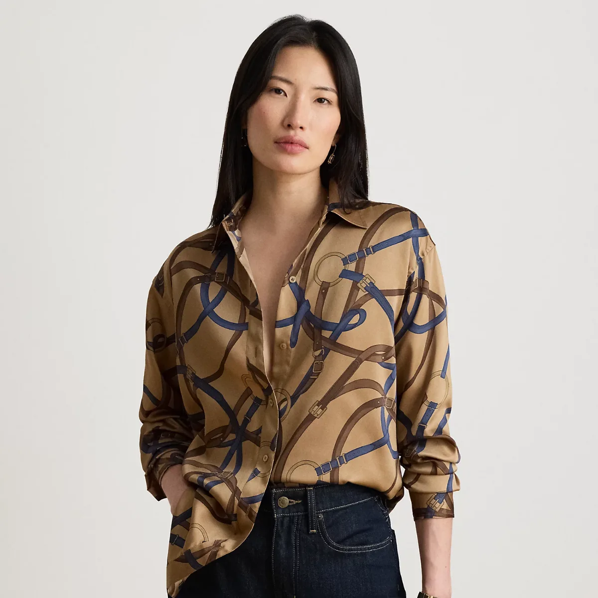 Relaxed Fit Belting-Print Twill Shirt by Ralph Lauren