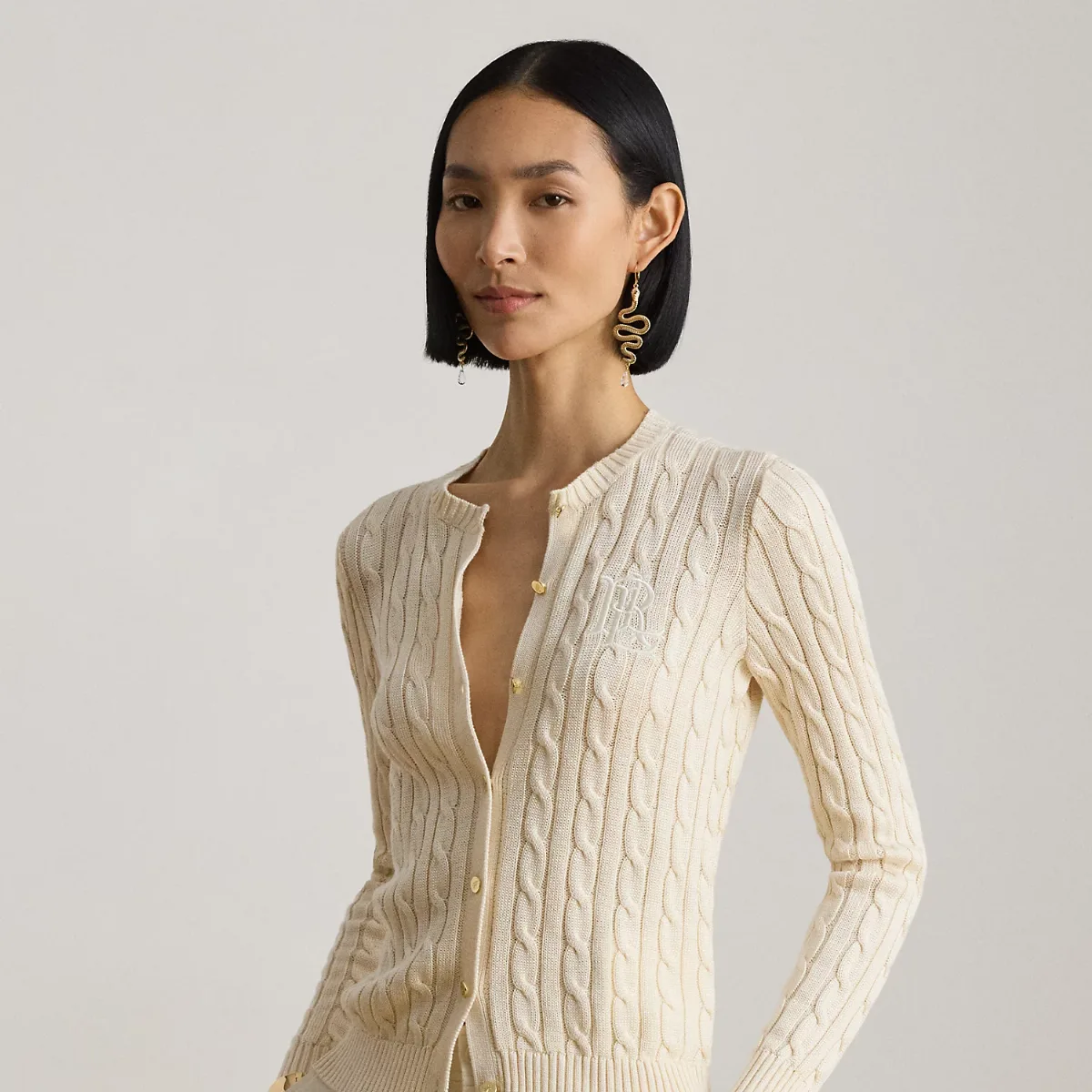 Cable-Knit Cotton-Blend Cardigan by Ralph Lauren