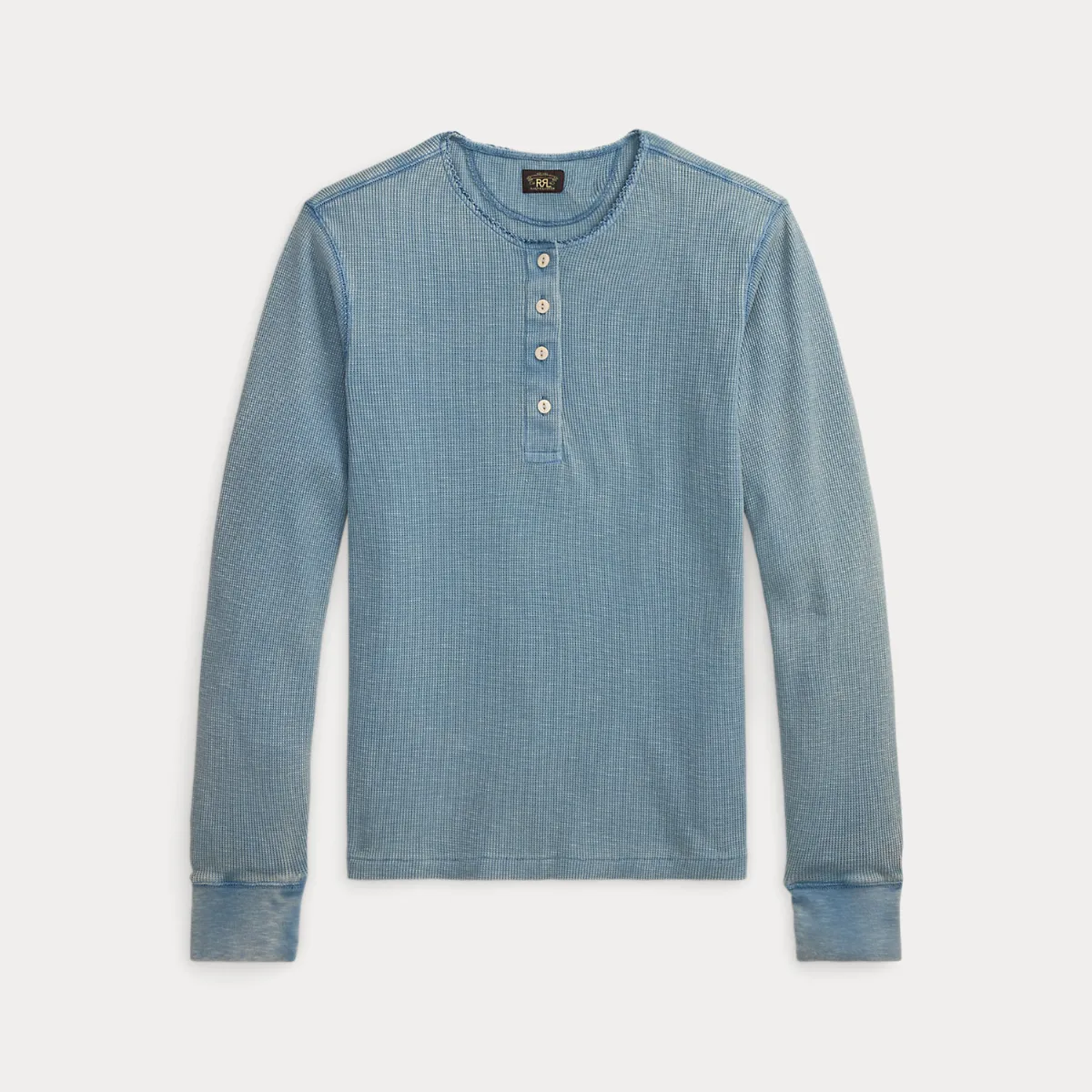 Stretch Waffle-Knit Henley Shirt by Ralph Lauren
