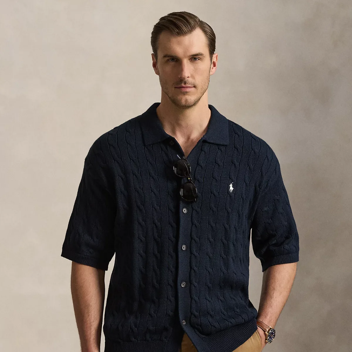 Relaxed Fit Cable-Knit Cotton Sweater by Ralph Lauren