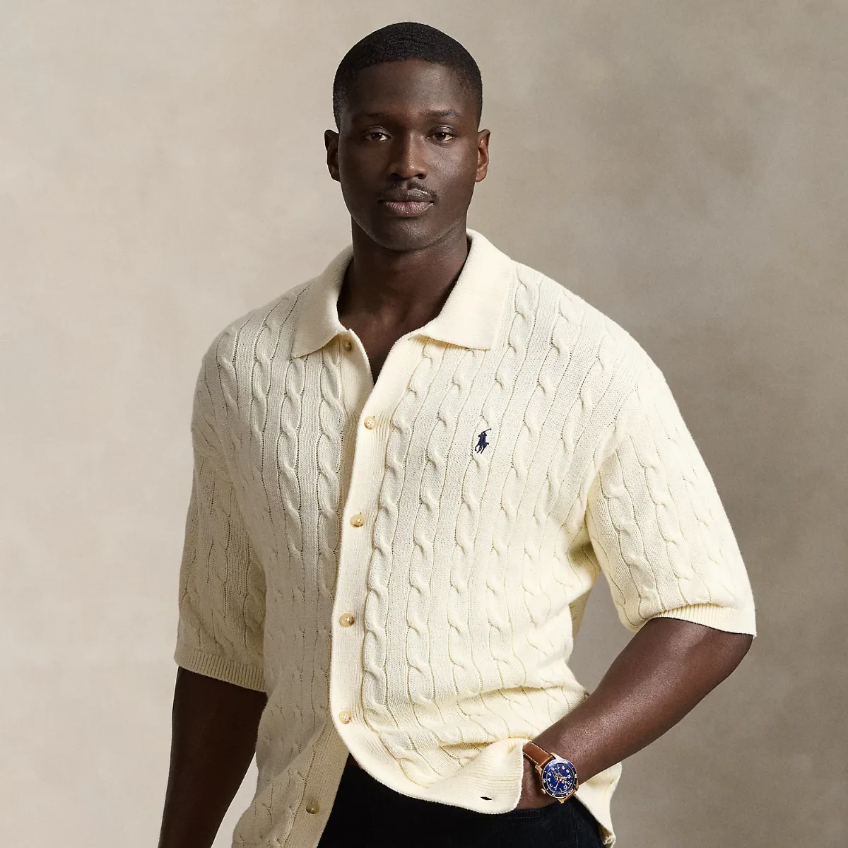 Relaxed Fit Cable-Knit Cotton Sweater
