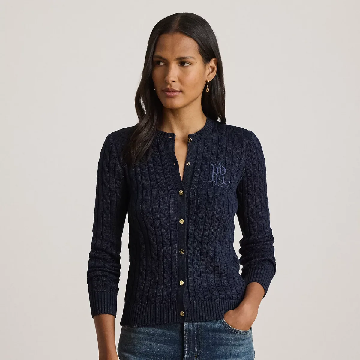 Cable-Knit Cotton-Blend Cardigan