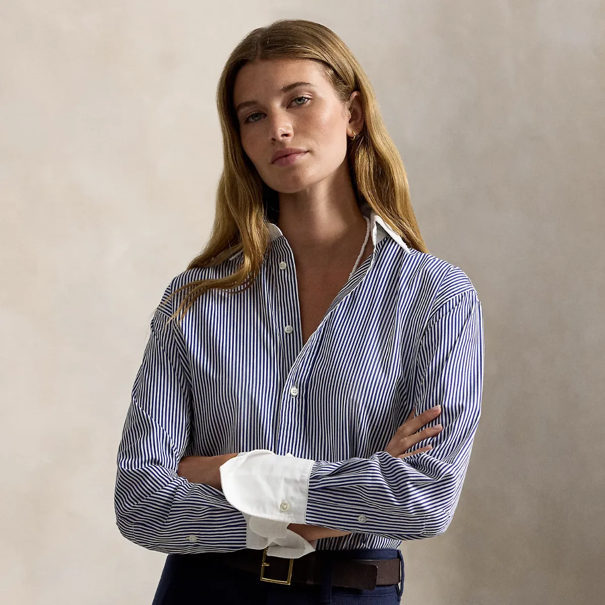 Extended-Cuff Striped Cotton Shirt by Ralph Lauren