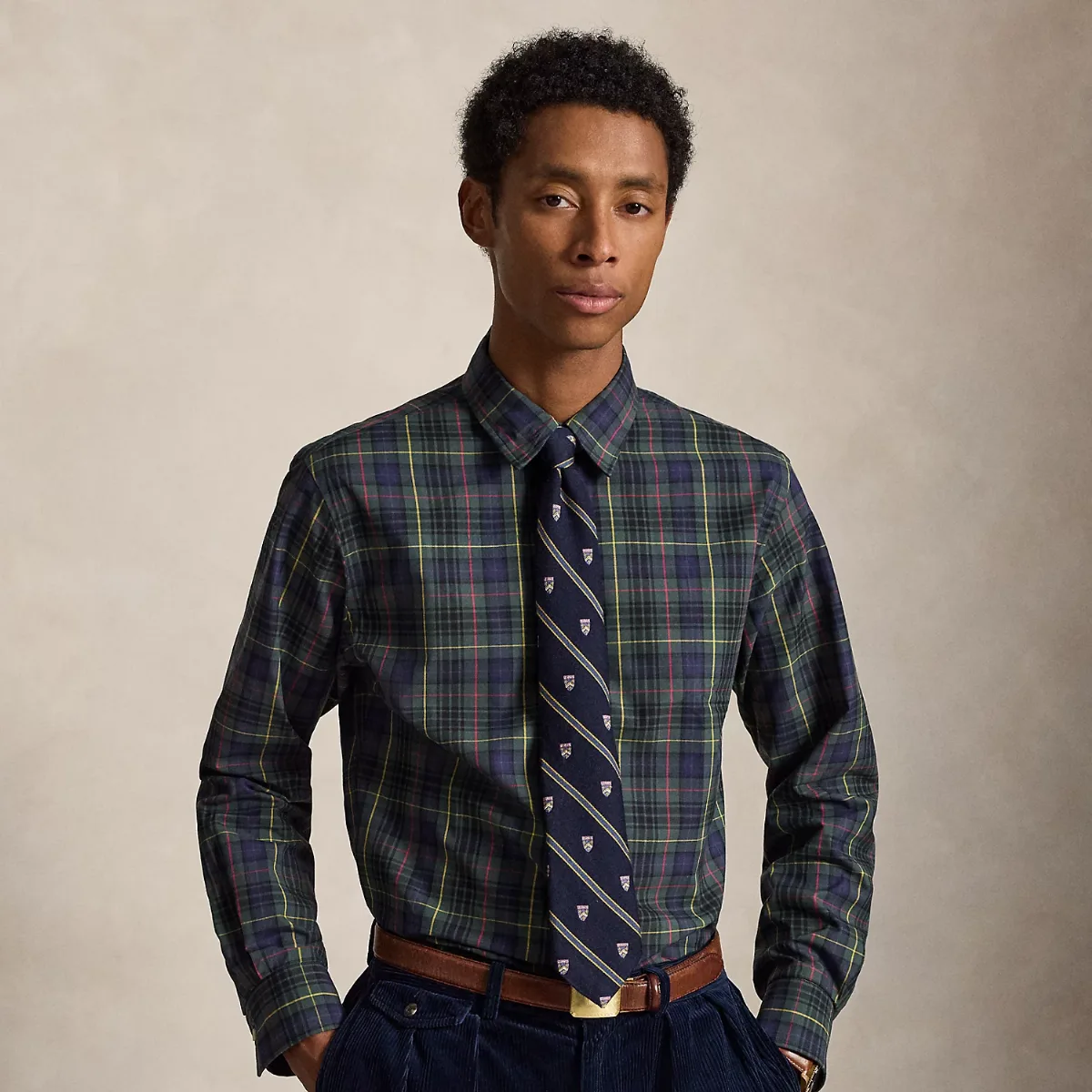 Custom Fit Plaid Poplin Shirt