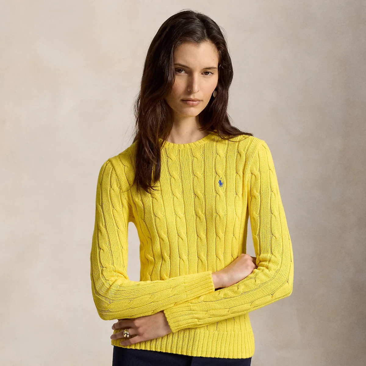Cable-Knit Cotton Crewneck Sweater by Ralph Lauren