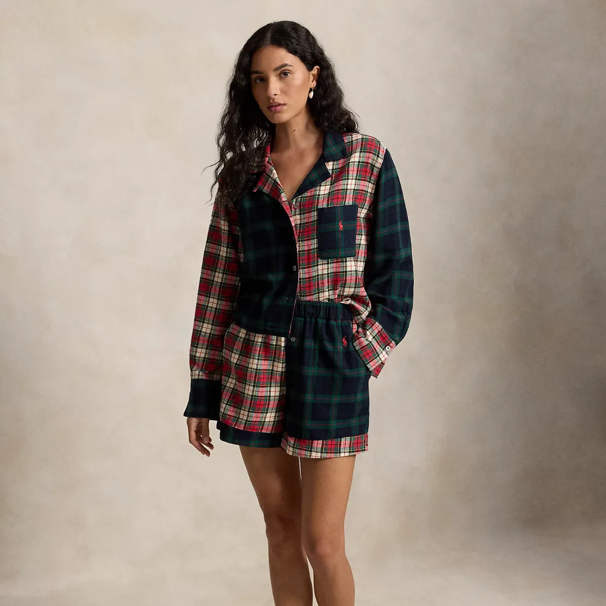 Plaid Flannel Crop Top & Boxer PJ Set by Ralph Lauren