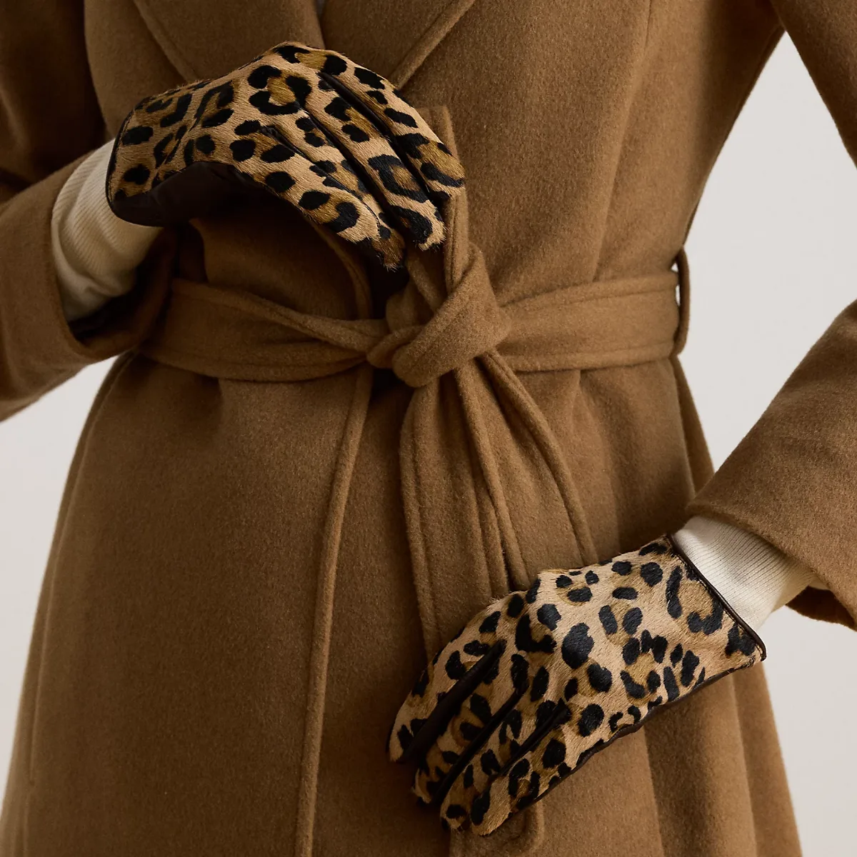 Ocelot-Print Haircalf & Sheepskin Gloves by Ralph Lauren