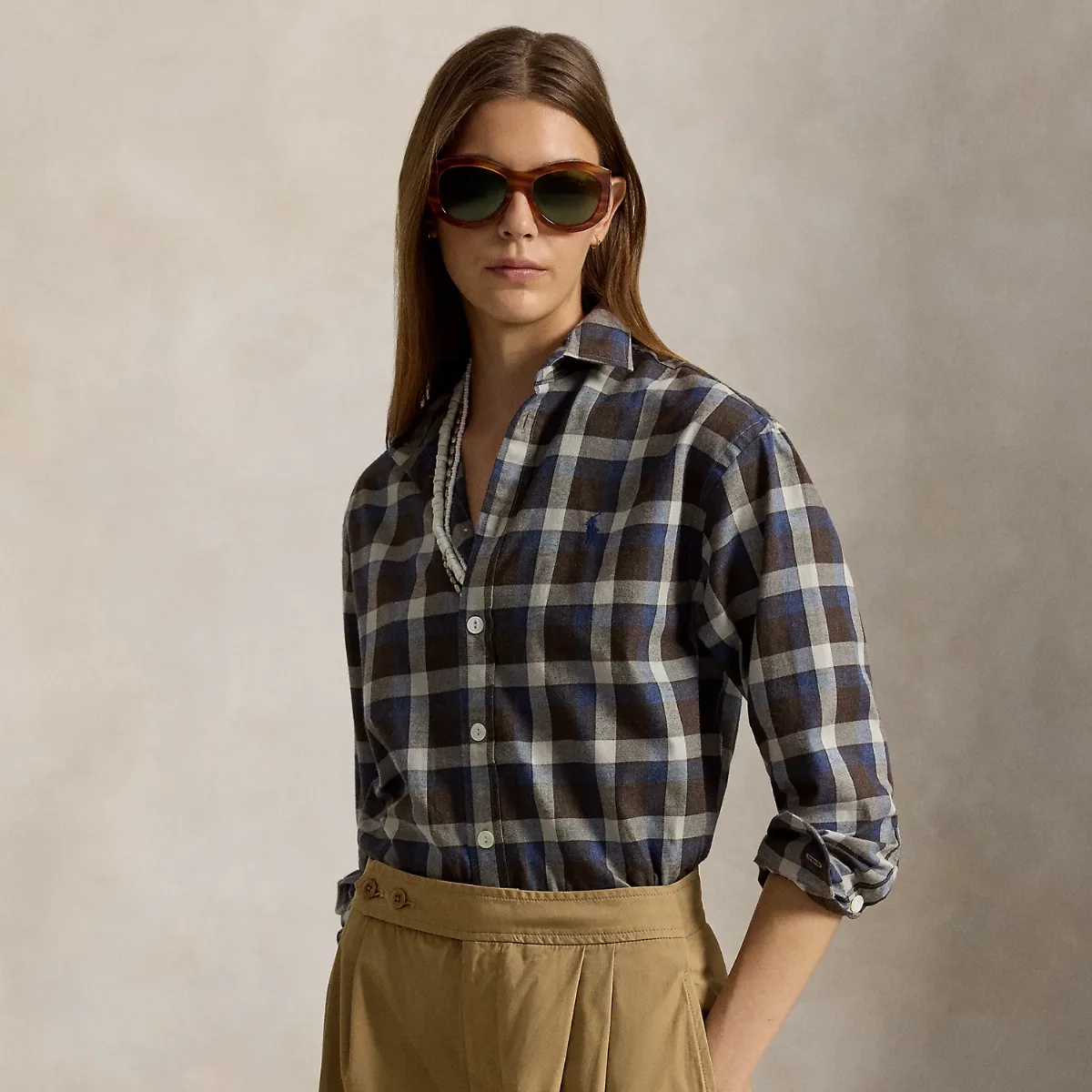Relaxed Fit Plaid Cotton Twill Shirt by Ralph Lauren