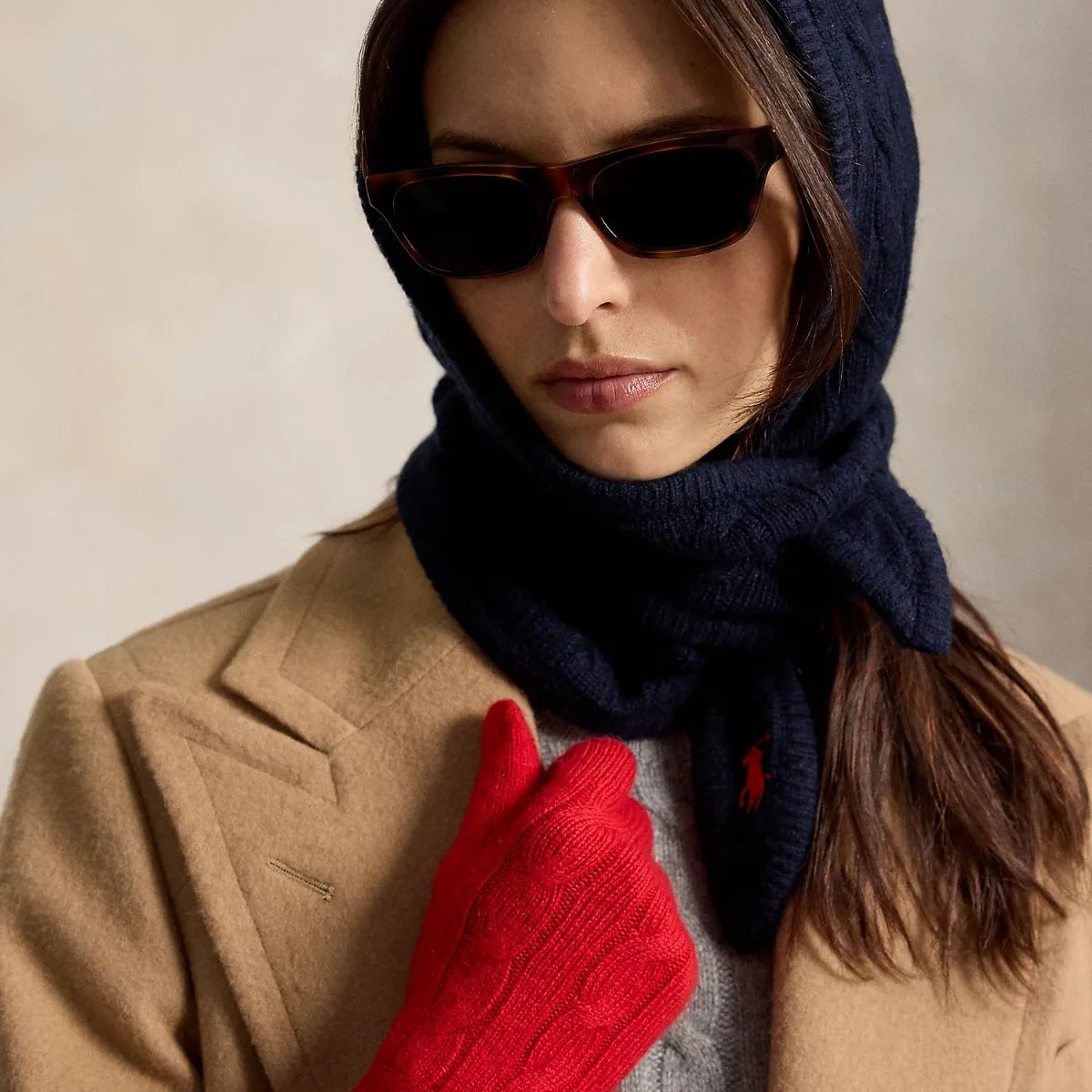 Cable-Knit Wool-Cashmere Wrap Snood by Ralph Lauren