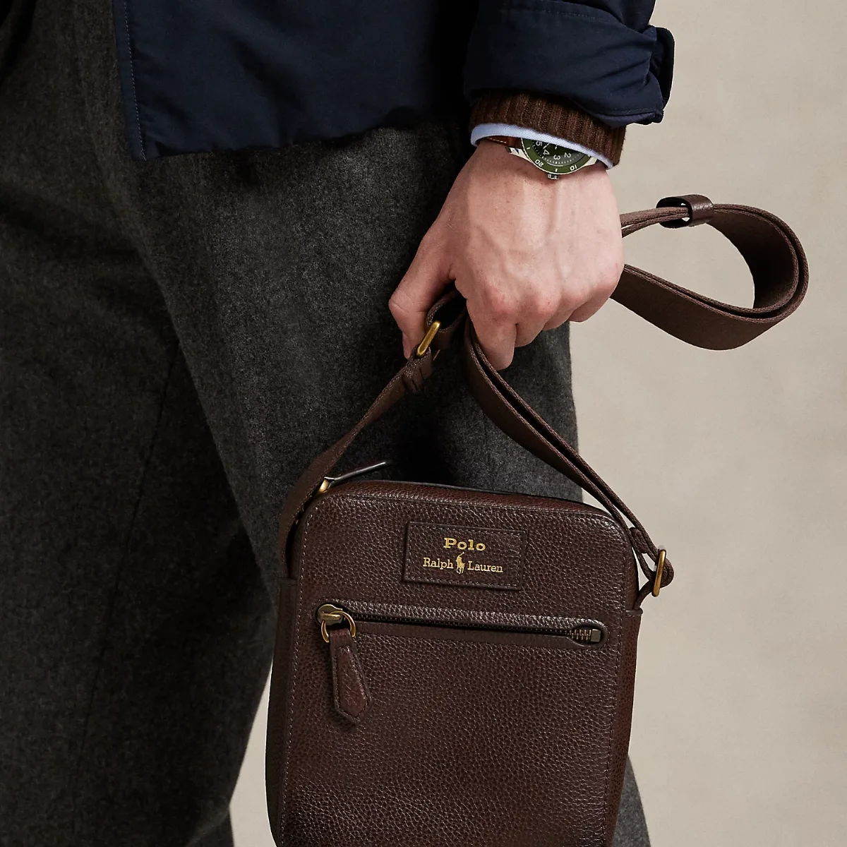 Pebbled Leather Crossbody Bag by Ralph Lauren
