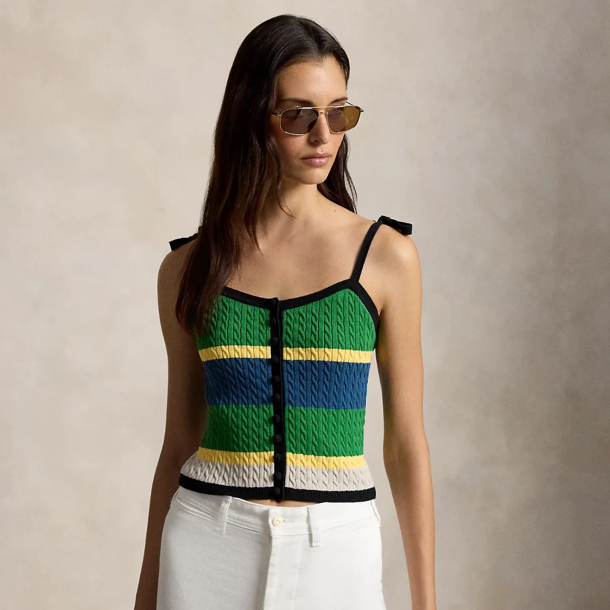 Color-Blocked Cable-Knit Tank Top by Ralph Lauren