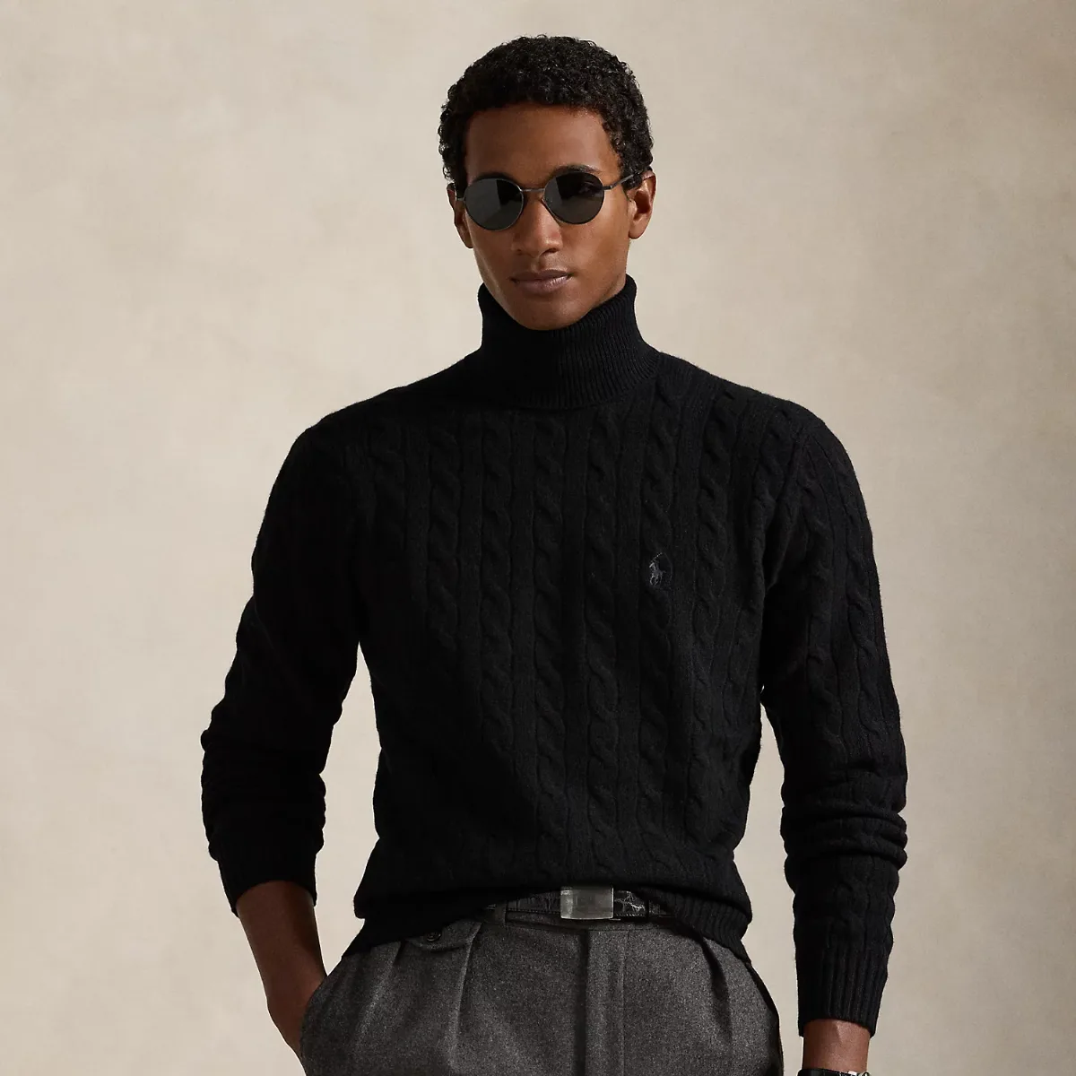 Cable Wool-Cashmere Turtleneck Sweater by Ralph Lauren