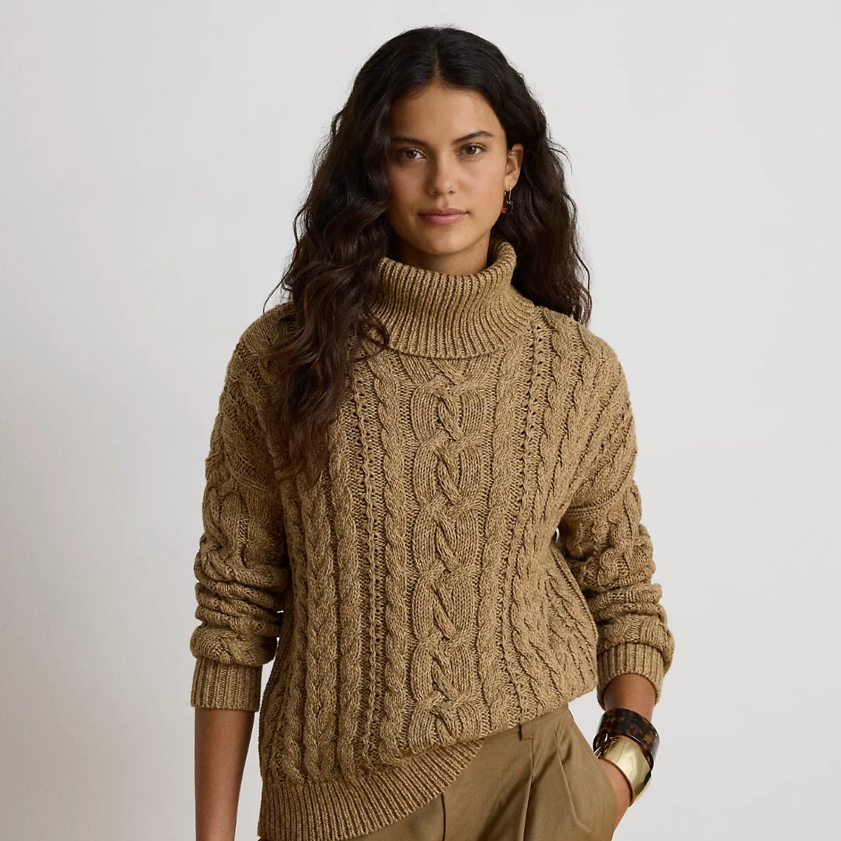 Marled Cable-Knit Turtleneck Sweater by Ralph Lauren