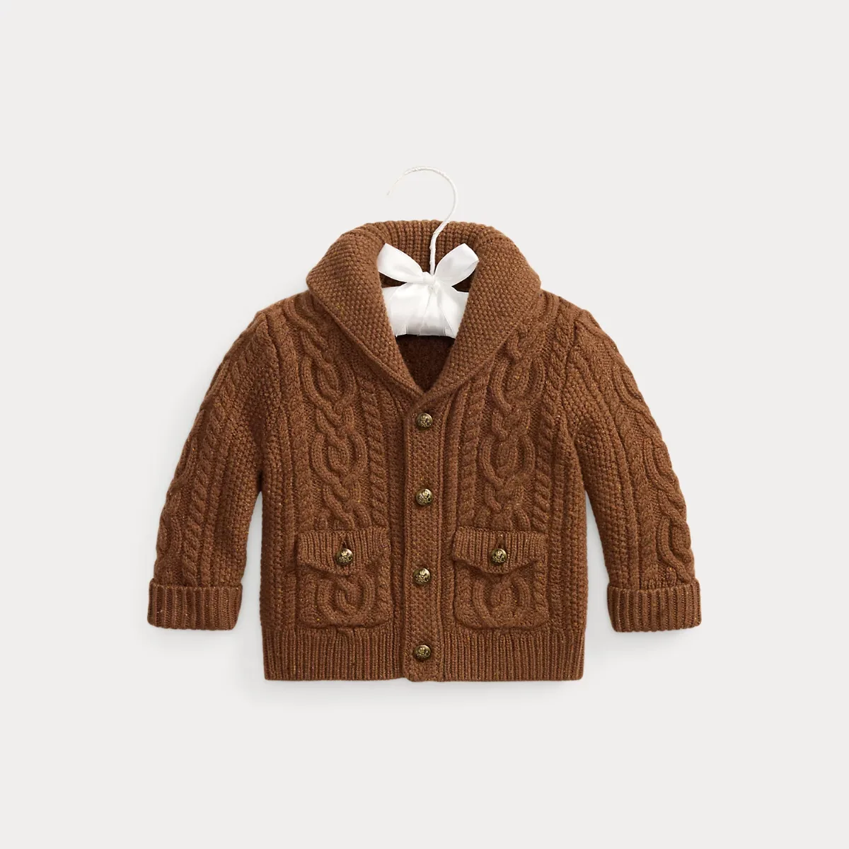 Aran-Knit Wool Shawl Cardigan by Ralph Lauren