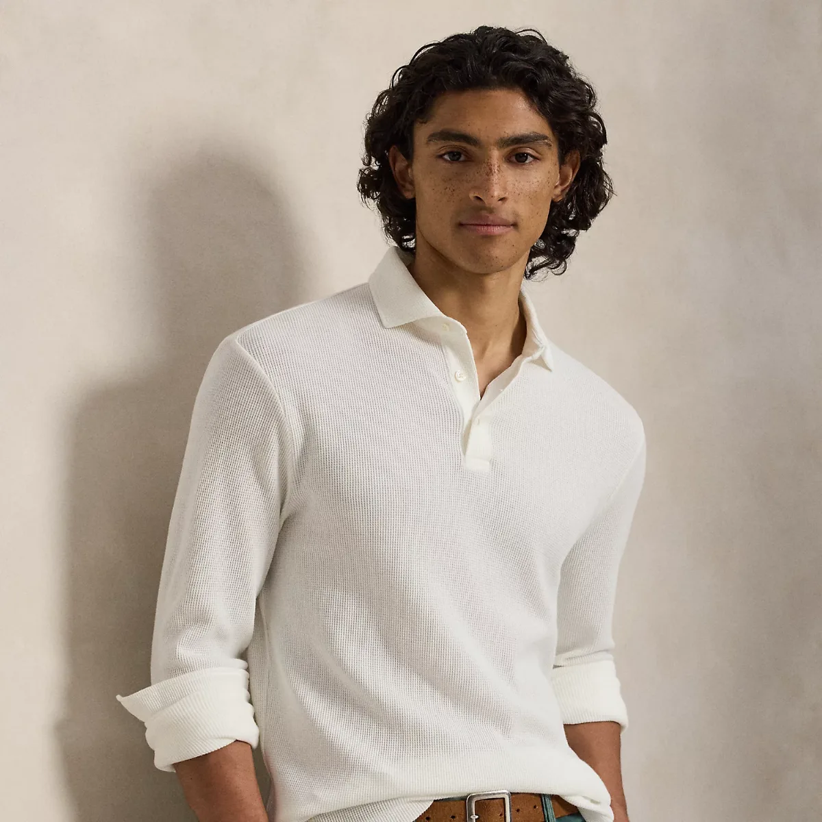 Standard Fit Waffle-Knit Polo Shirt by Ralph Lauren