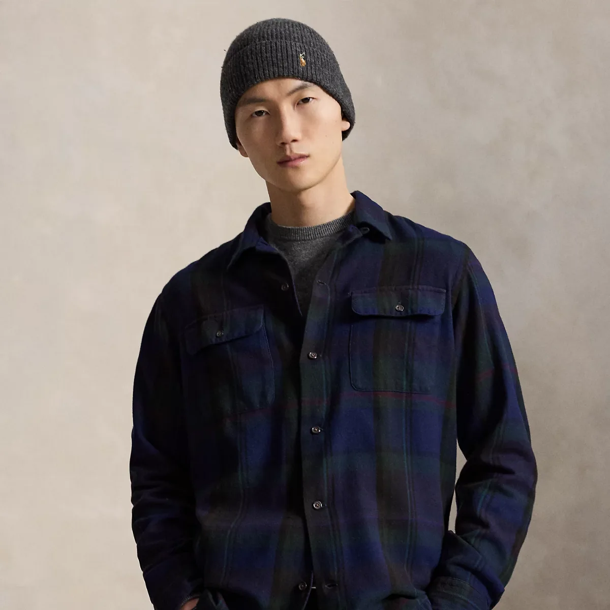 Classic Fit Plaid Suede-Trim Twill Shirt by Ralph Lauren