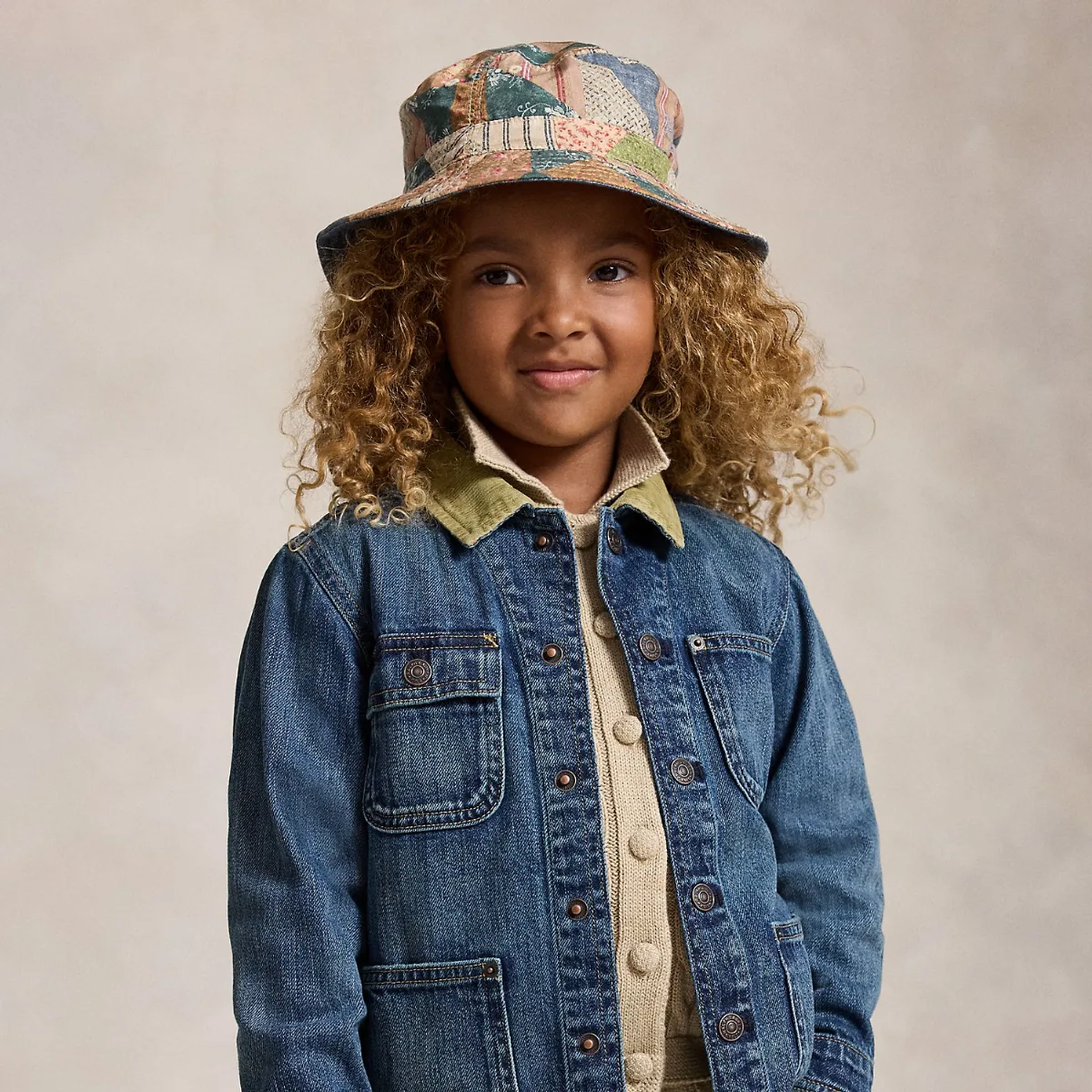 Patchwork Polo Bear Denim Utility Jacket by Ralph Lauren