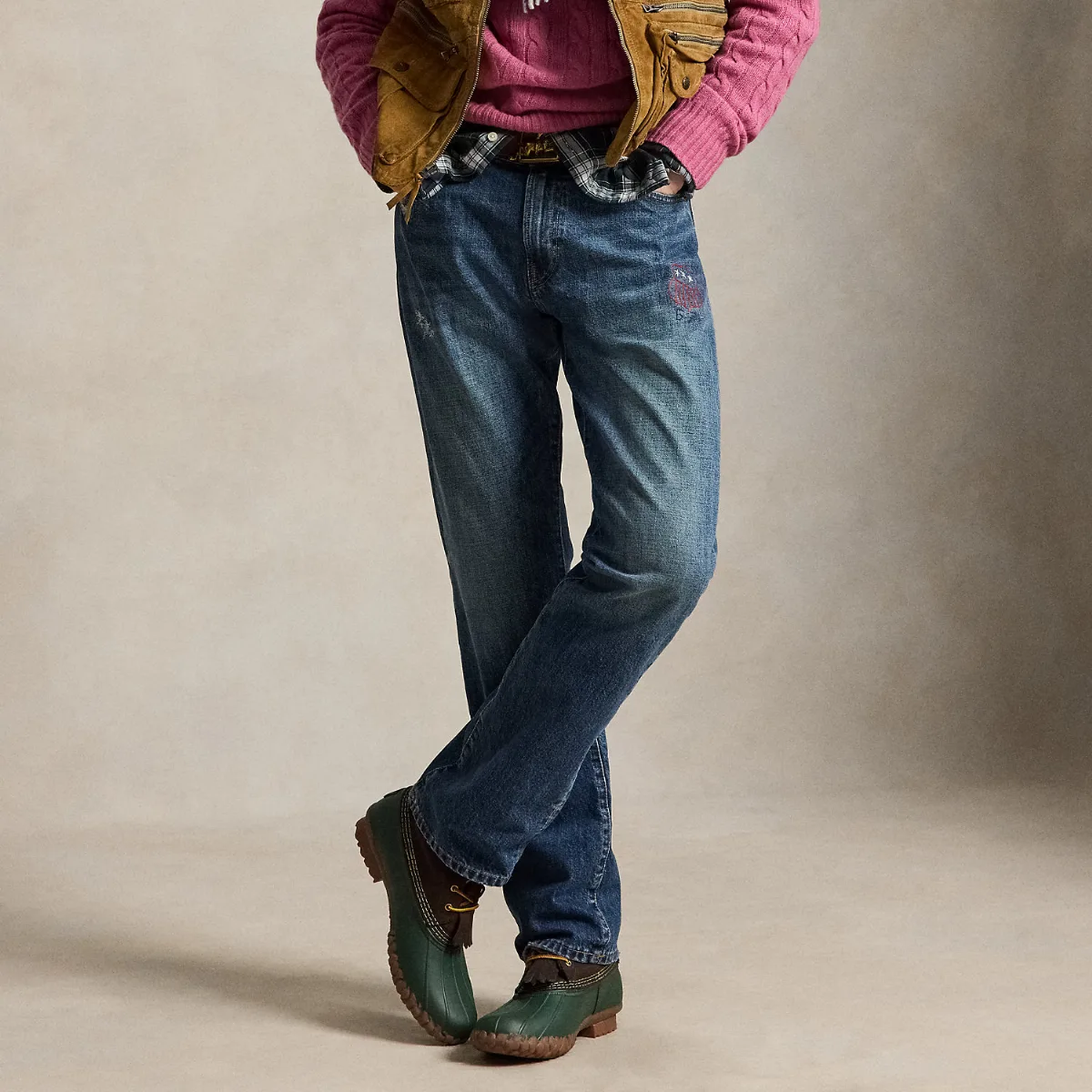 Hampton Straight Distressed Jean by Ralph Lauren