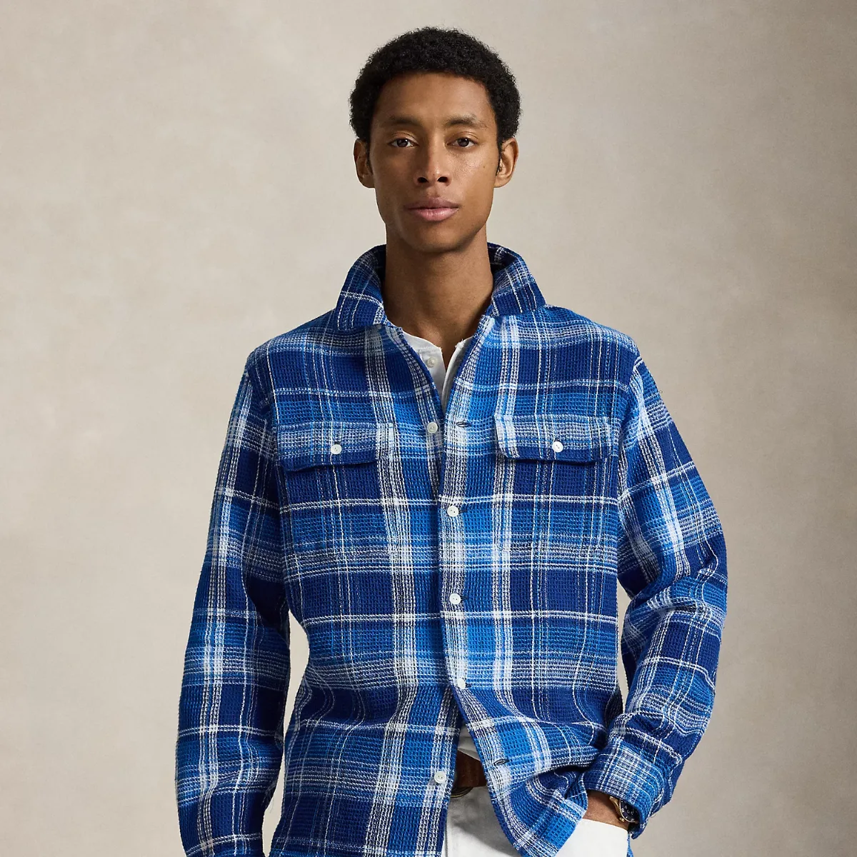 Classic Fit Plaid Textured Shirt