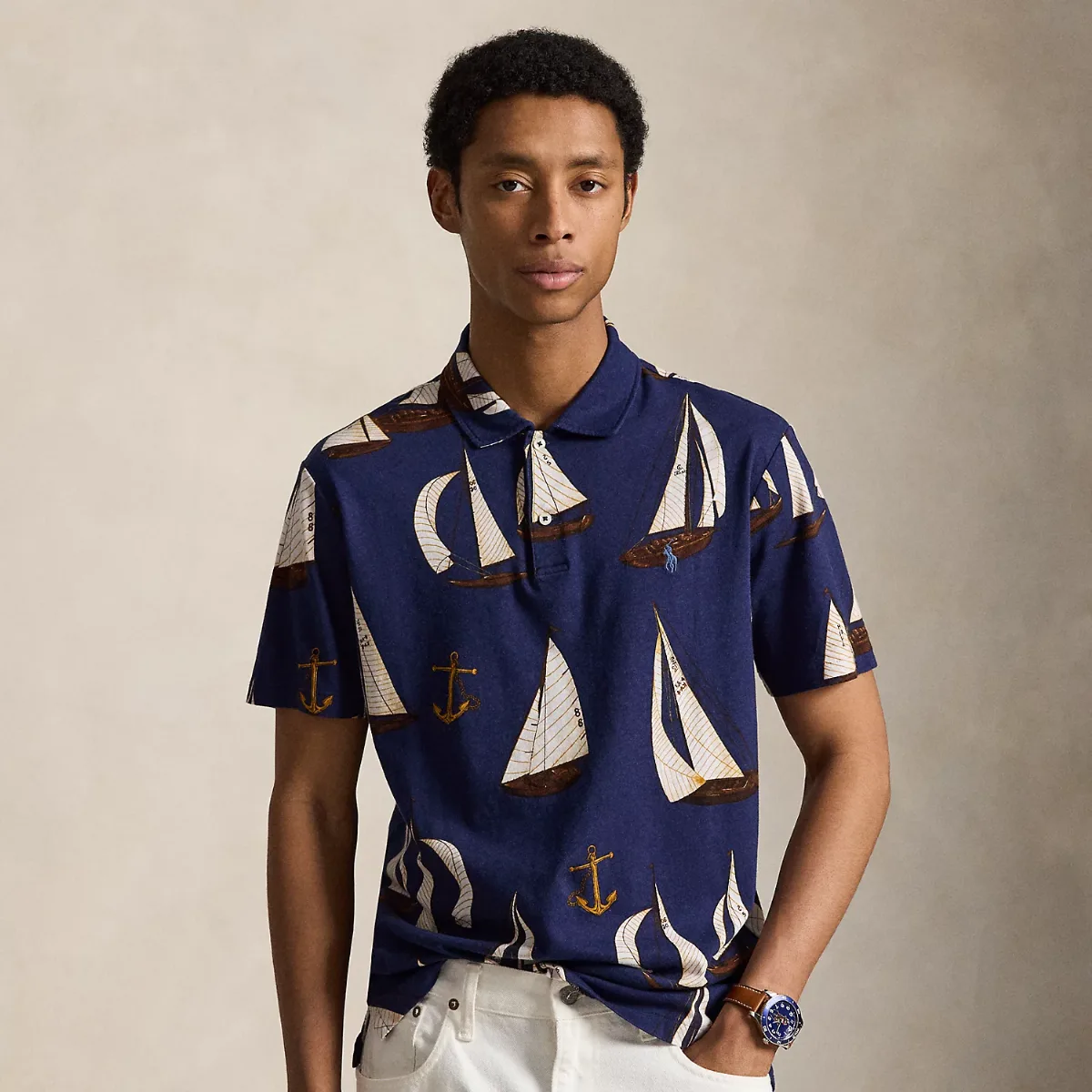 Standard Fit Sailboat Jersey Polo Shirt by Ralph Lauren