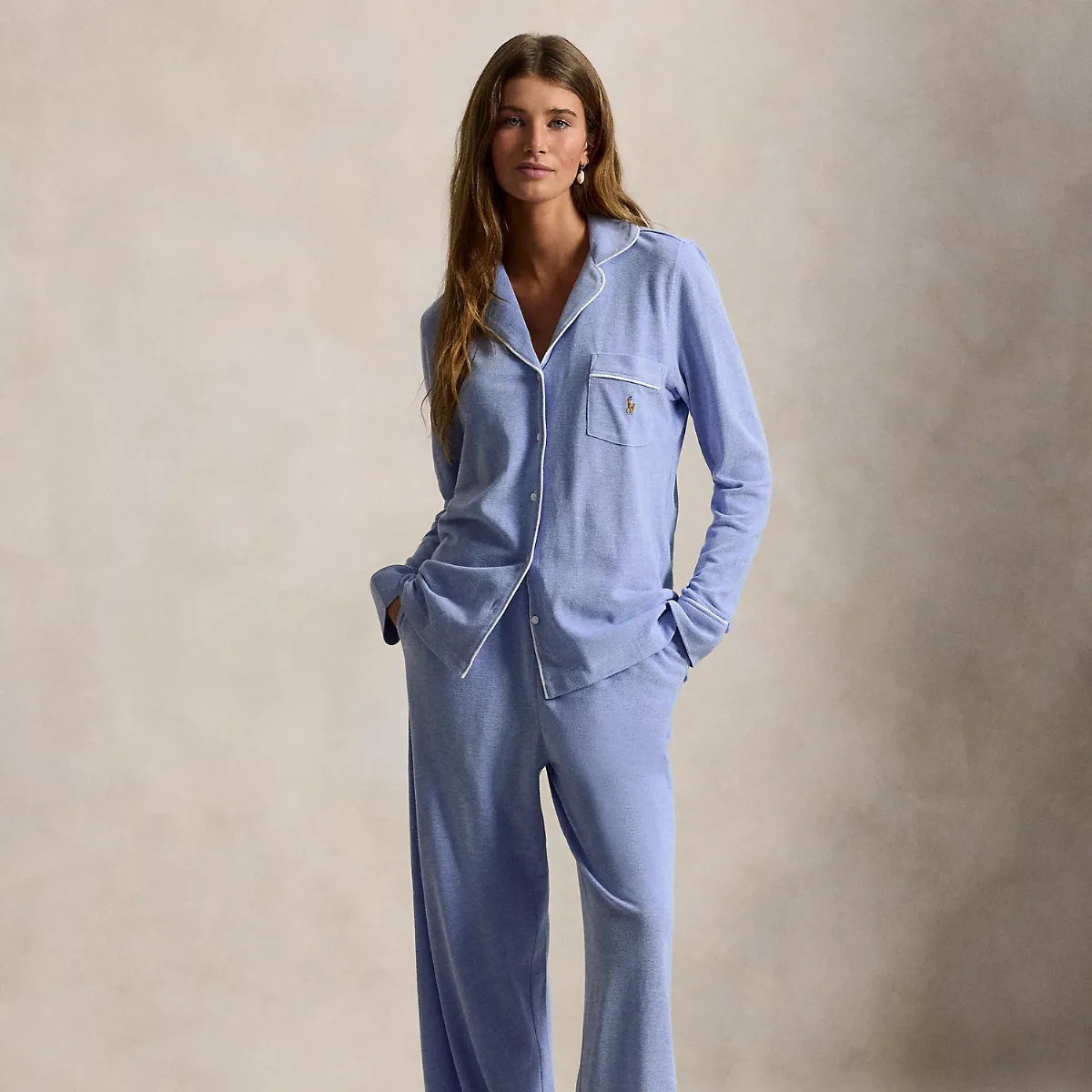 Knit Oxford Shirt & Pant Pajama Set by Ralph Lauren