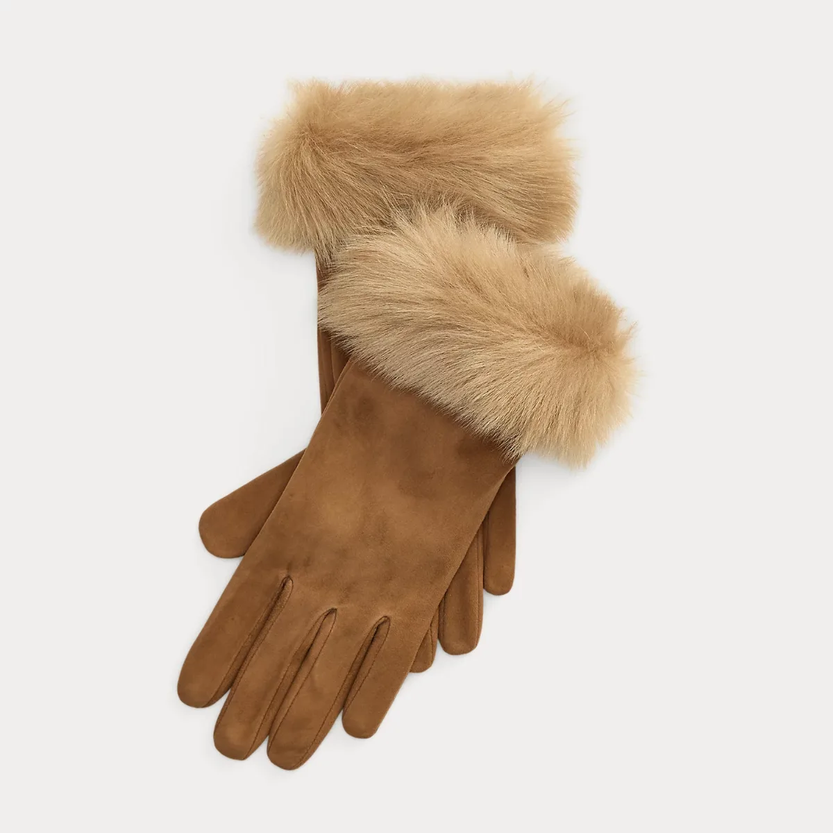 Shearling-Trim Suede Gloves by Ralph Lauren