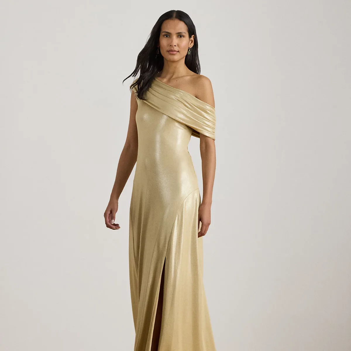 Metallic Jersey Off-the-Shoulder Gown by Ralph Lauren