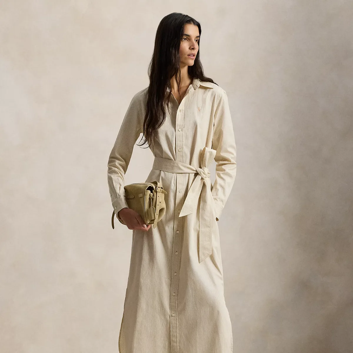 Belted Striped Cotton Shirtdress by Ralph Lauren