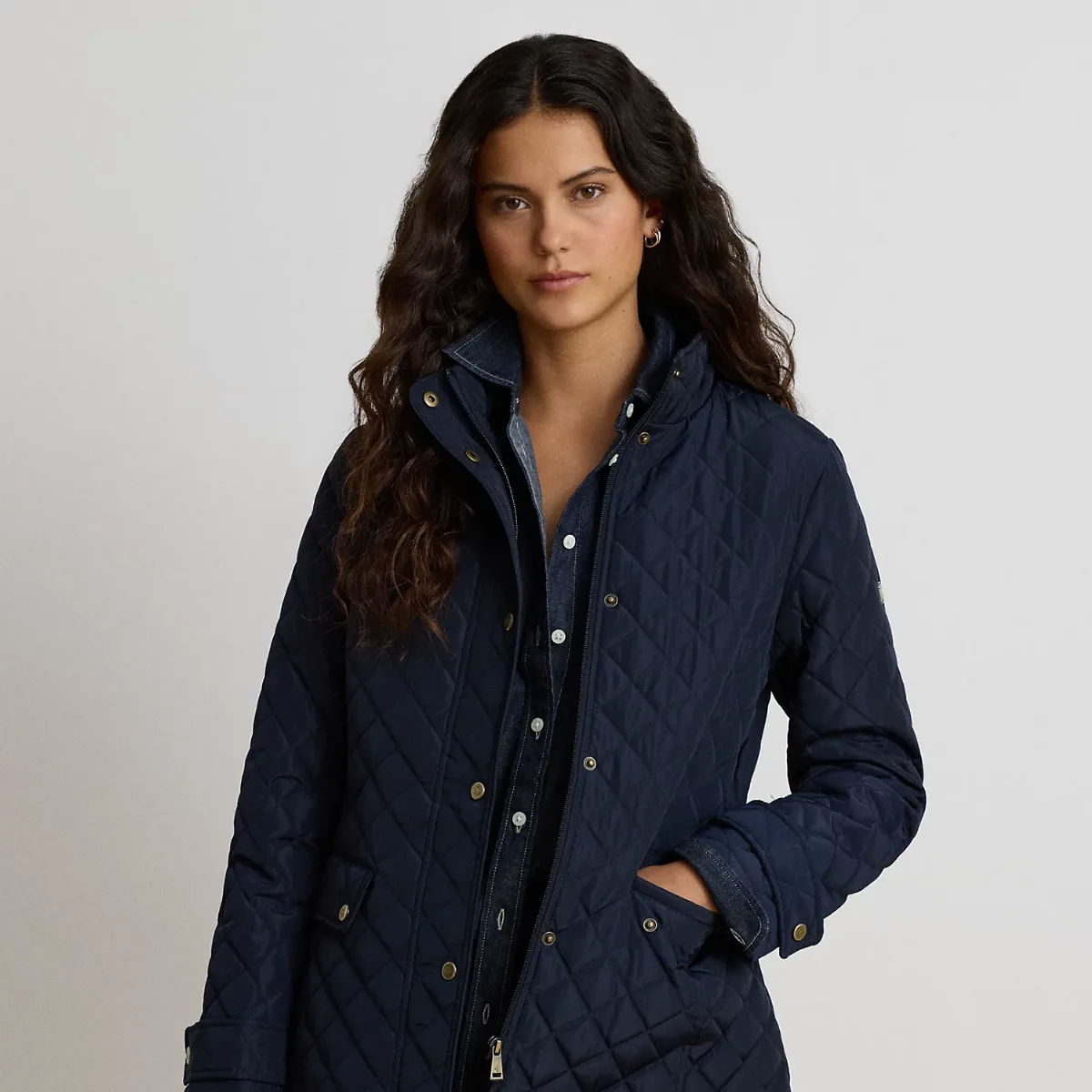 Diamond-Quilted Mockneck Jacket by Ralph Lauren