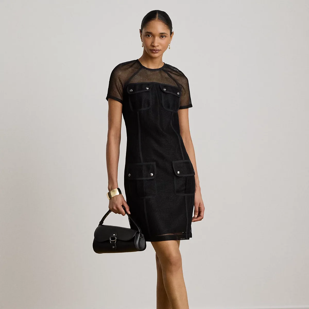 Mesh Short-Sleeve Shift Dress by Ralph Lauren
