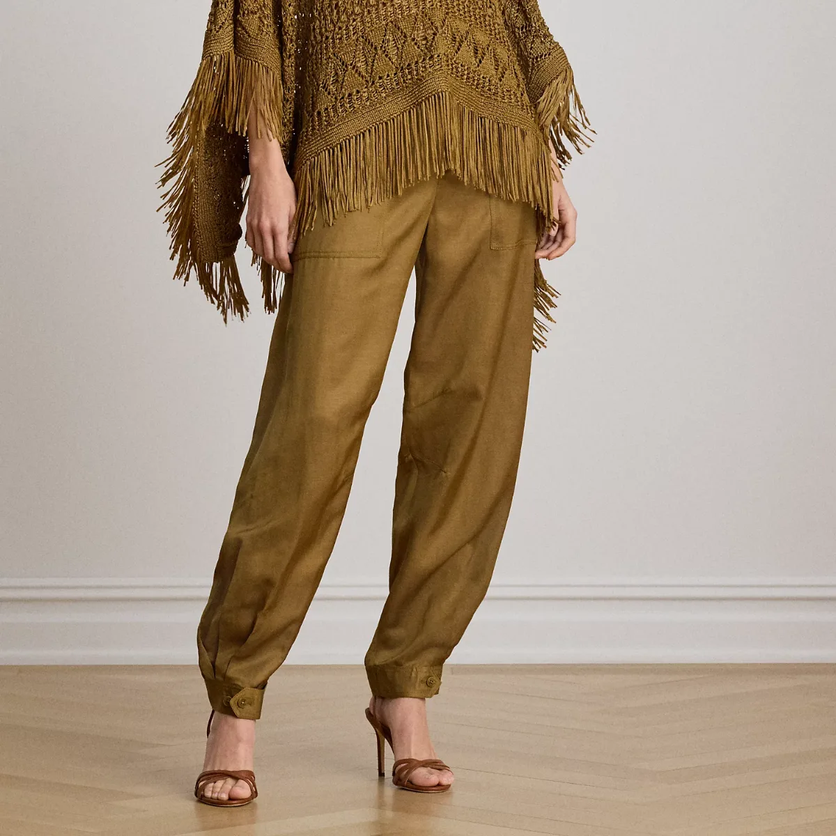 Shantung Barrel Cargo Ankle Pant by Ralph Lauren