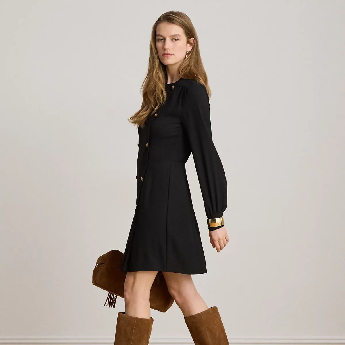 Double-Breasted Georgette Dress by Ralph Lauren