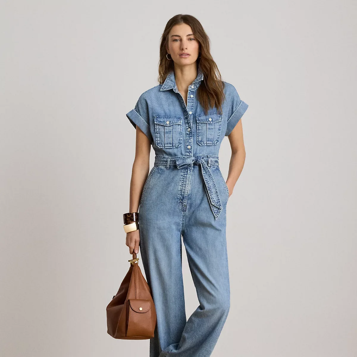 Belted Denim Wide-Leg Jumpsuit by Ralph Lauren