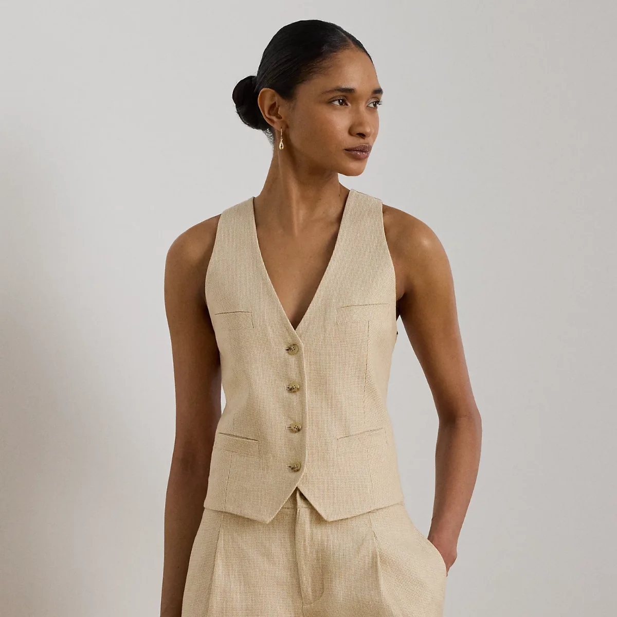 Linen-Cotton Tweed Vest