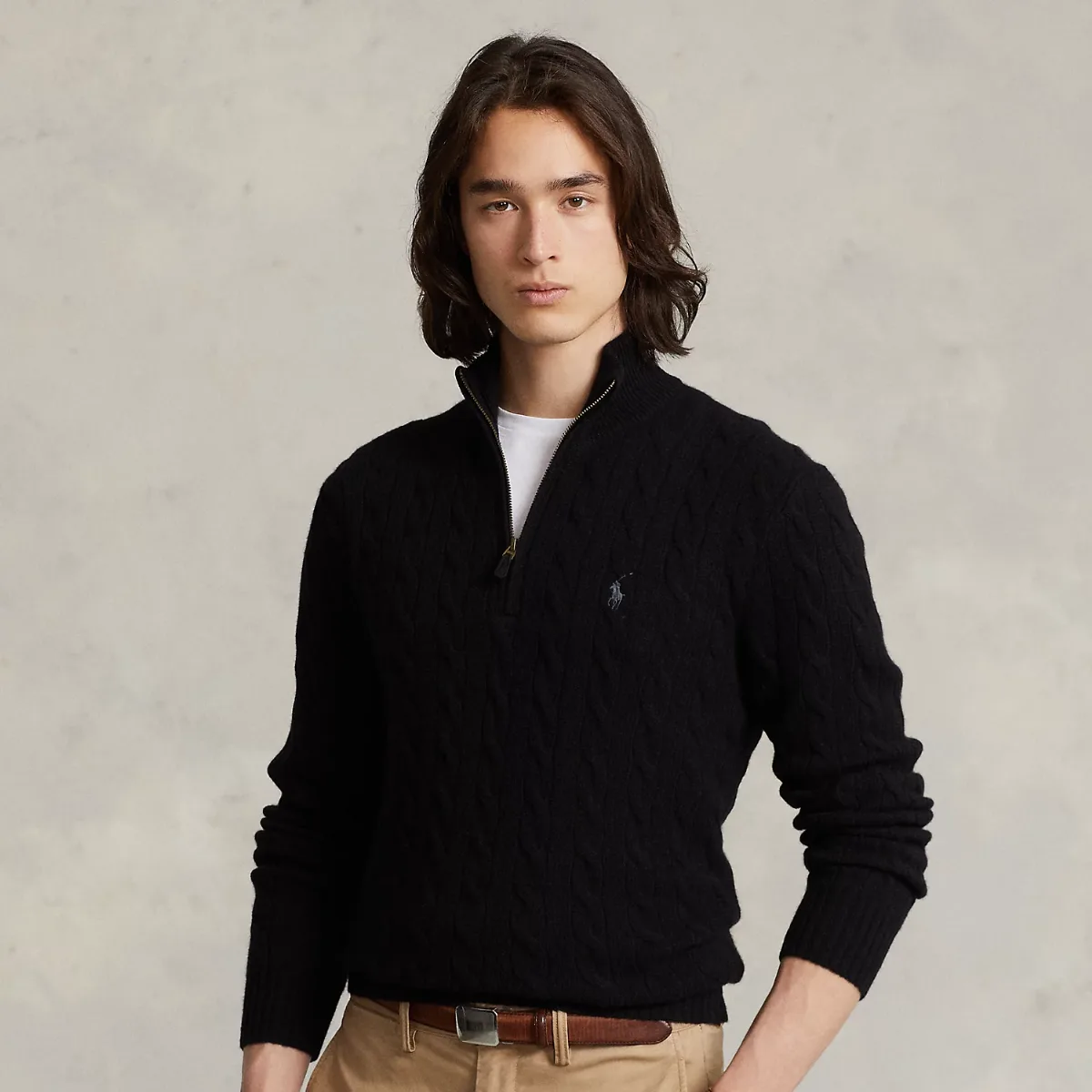 Cable-Knit Quarter-Zip Sweater
