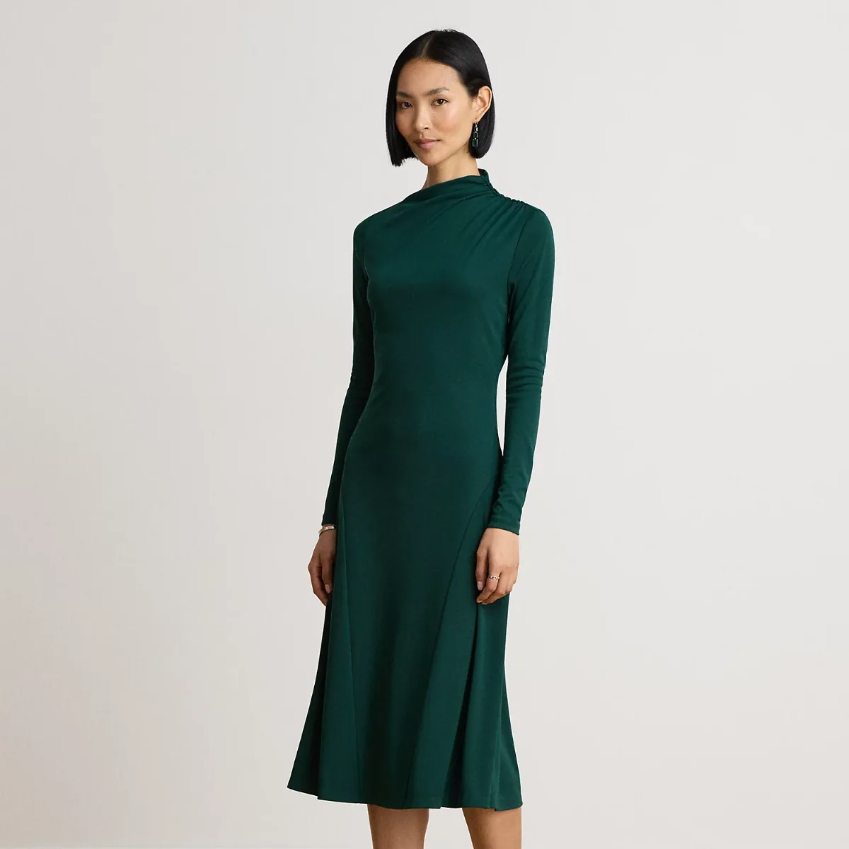 Asymmetrical Stretch Jersey Midi Dress by Ralph Lauren