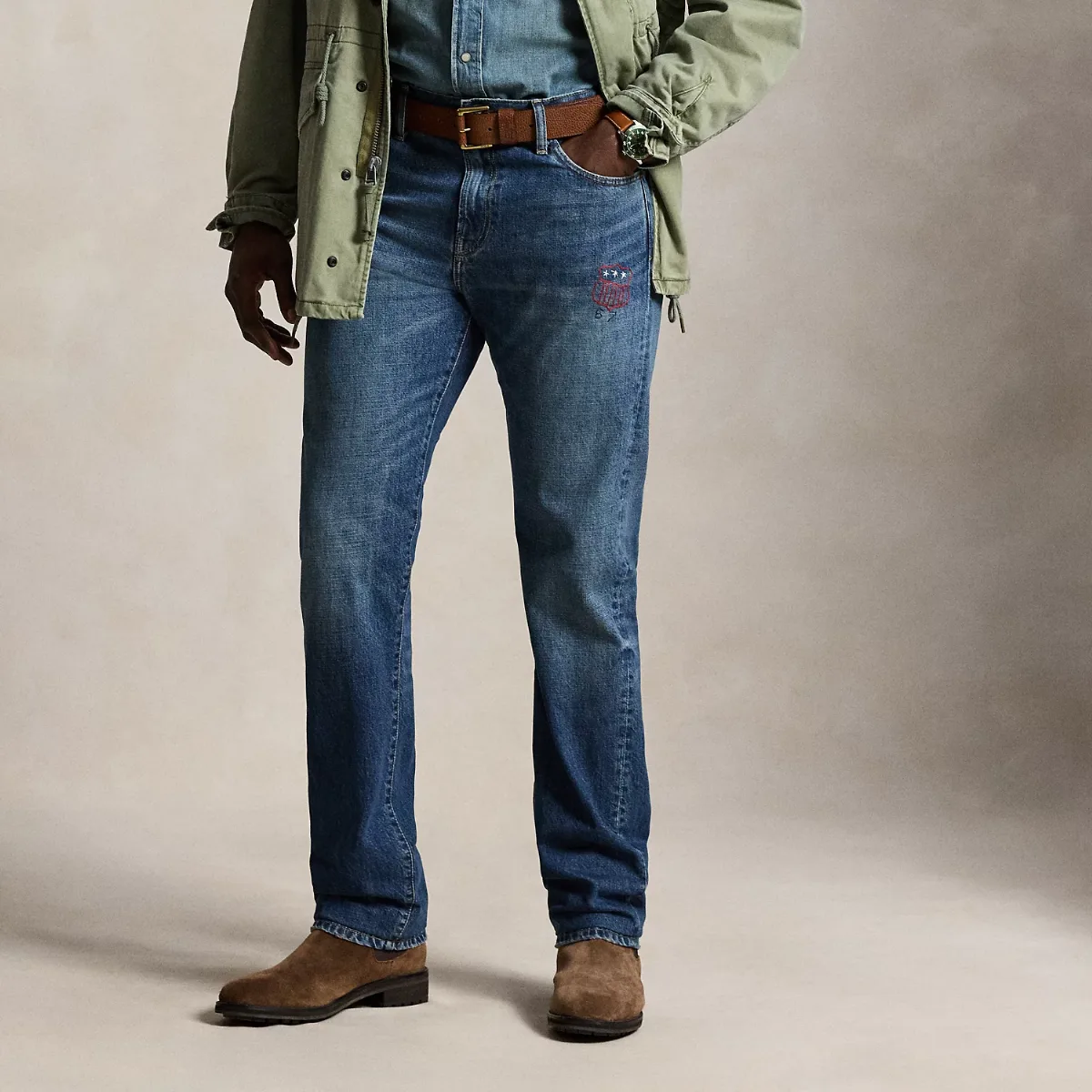 Hampton Straight Distressed Jean by Ralph Lauren