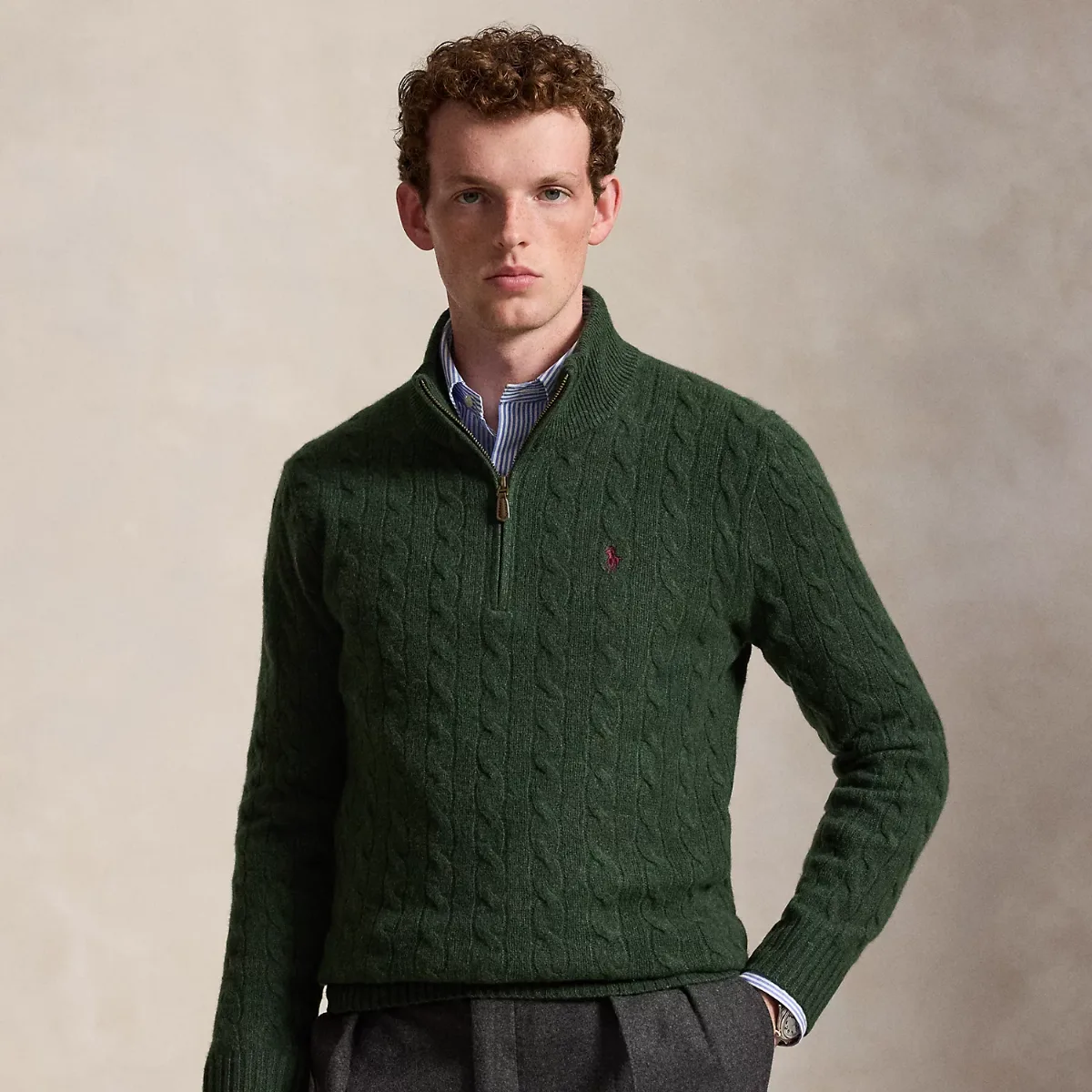 Cable-Knit Quarter-Zip Sweater