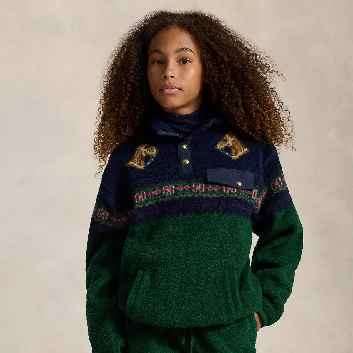 Horse-Print Hybrid Pullover by Ralph Lauren