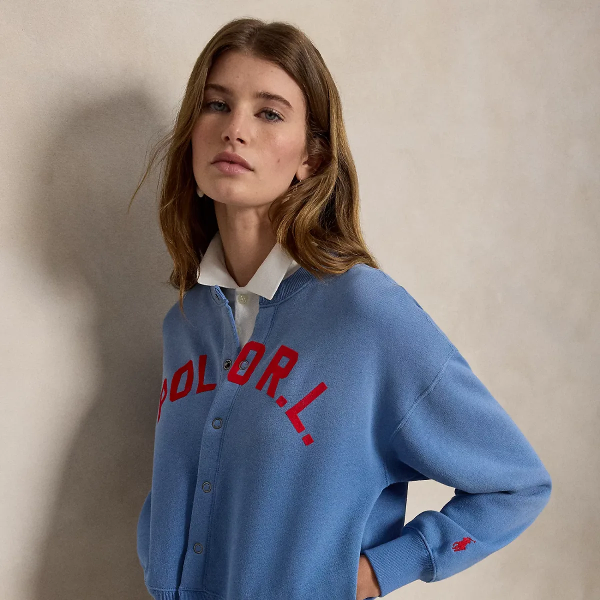Logo Fleece Snapped Cardigan by Ralph Lauren