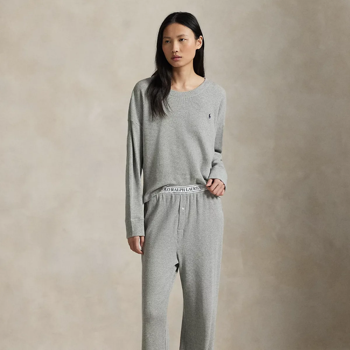 Striped Waffle-Knit Long-Sleeve PJ Set by Ralph Lauren