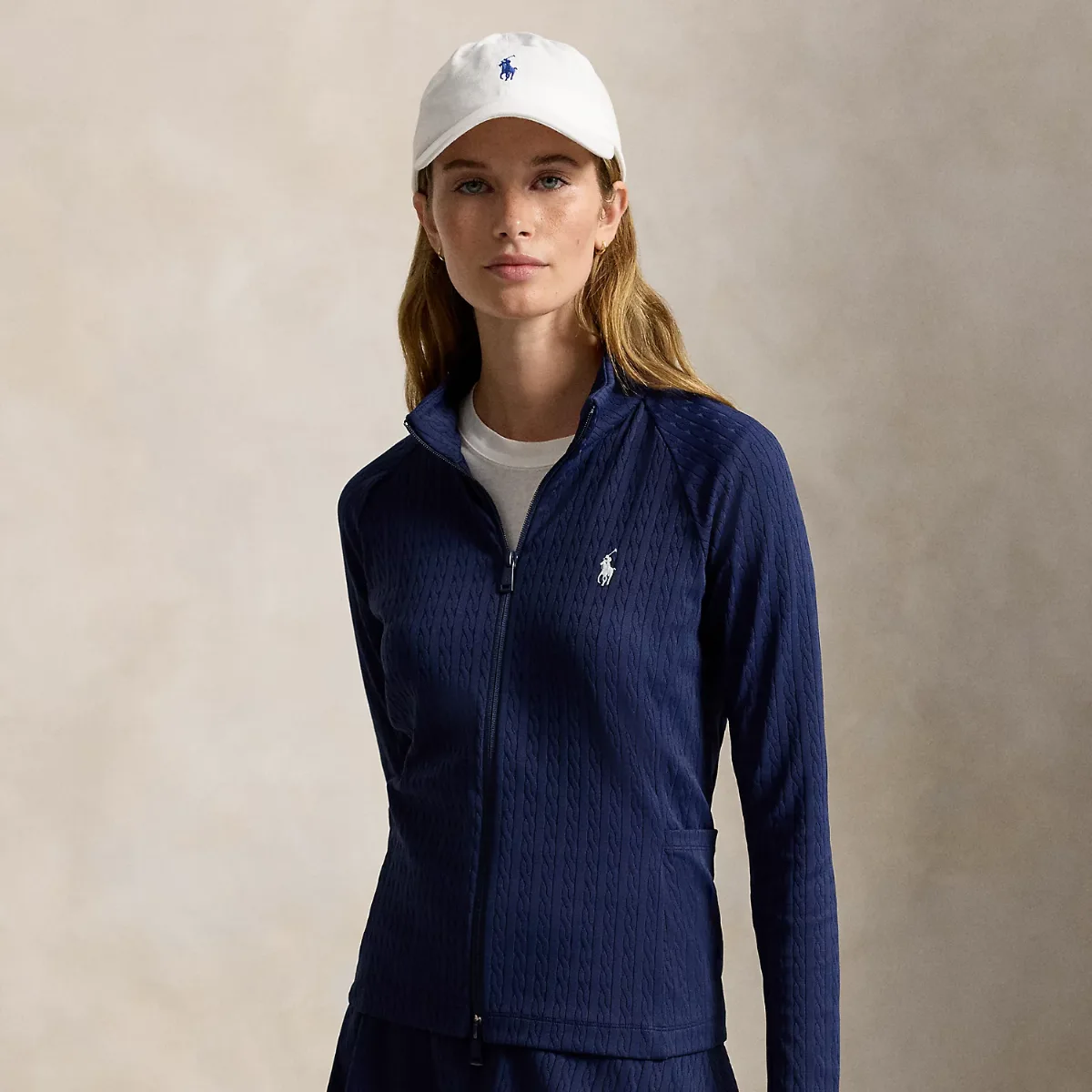 Cable Stretch-Jacquard Zip Jacket by Ralph Lauren
