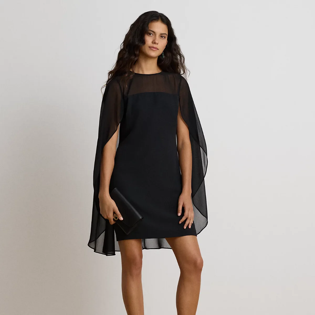 Cape Georgette Cocktail Dress