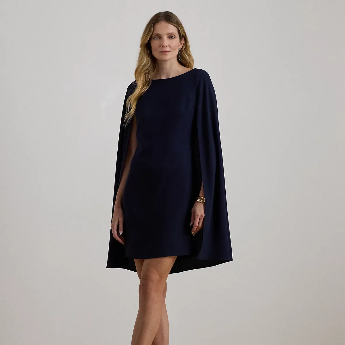 Cape Georgette Cocktail Dress