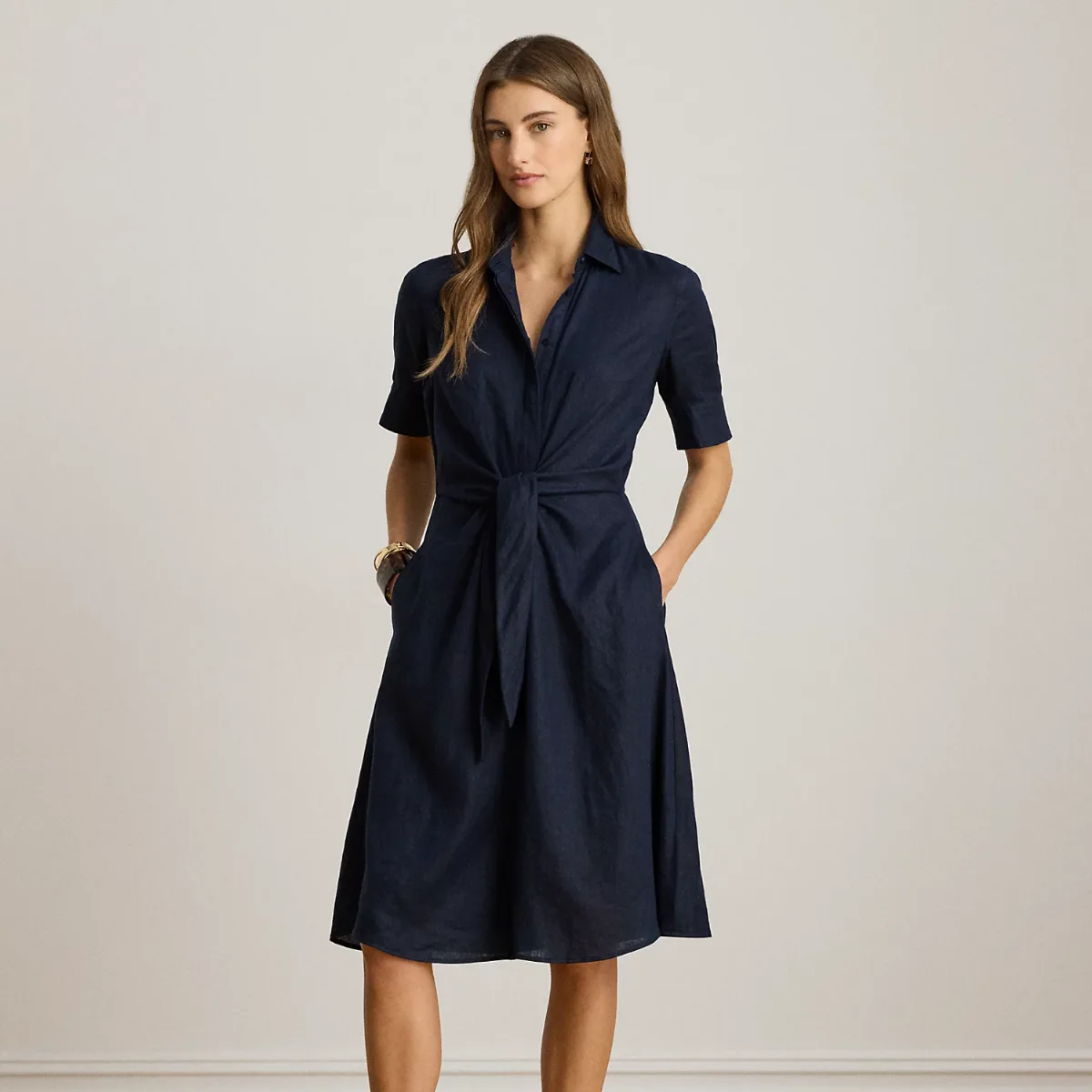 Tie-Front Linen Shirtdress by Ralph Lauren