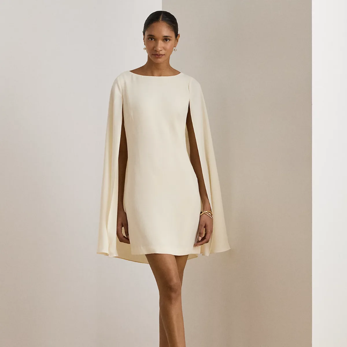 Cape Georgette Cocktail Dress