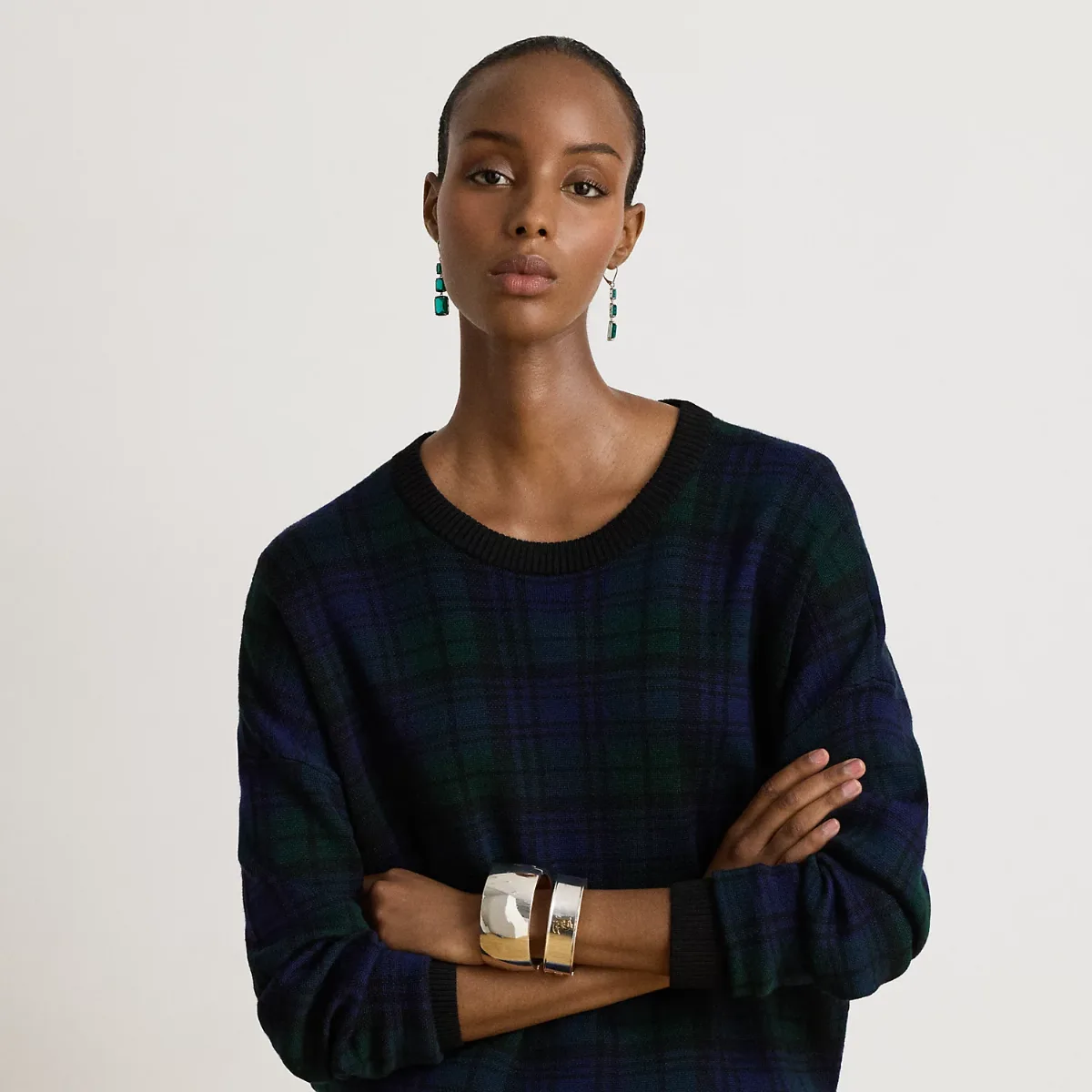 Watch Plaid Wool Crewneck Sweater by Ralph Lauren