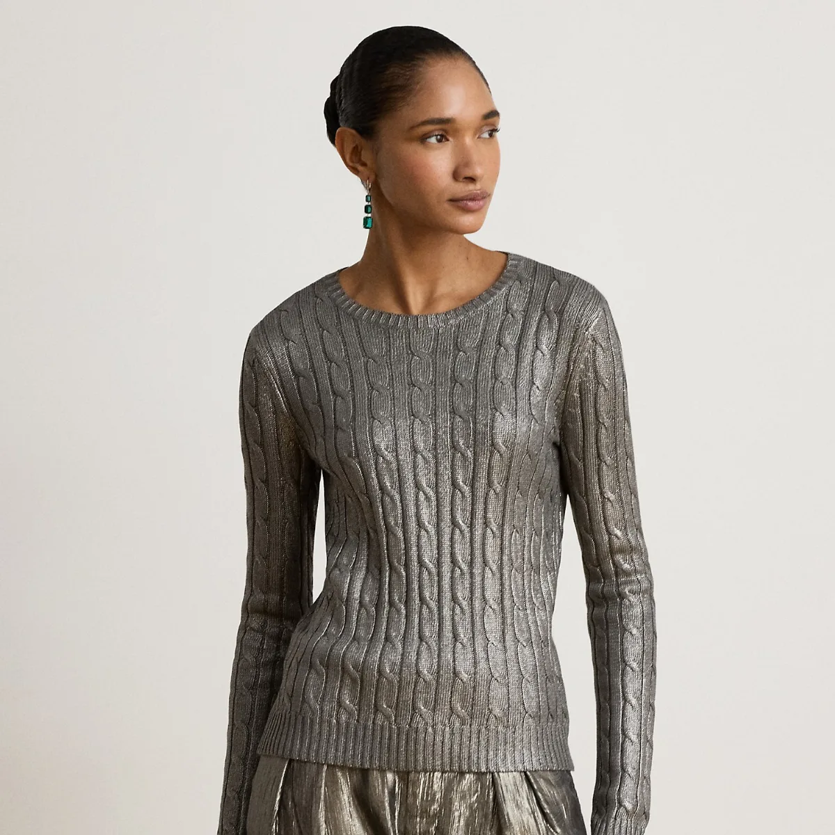 Cable-Knit Cotton-Blend Sweater by Ralph Lauren
