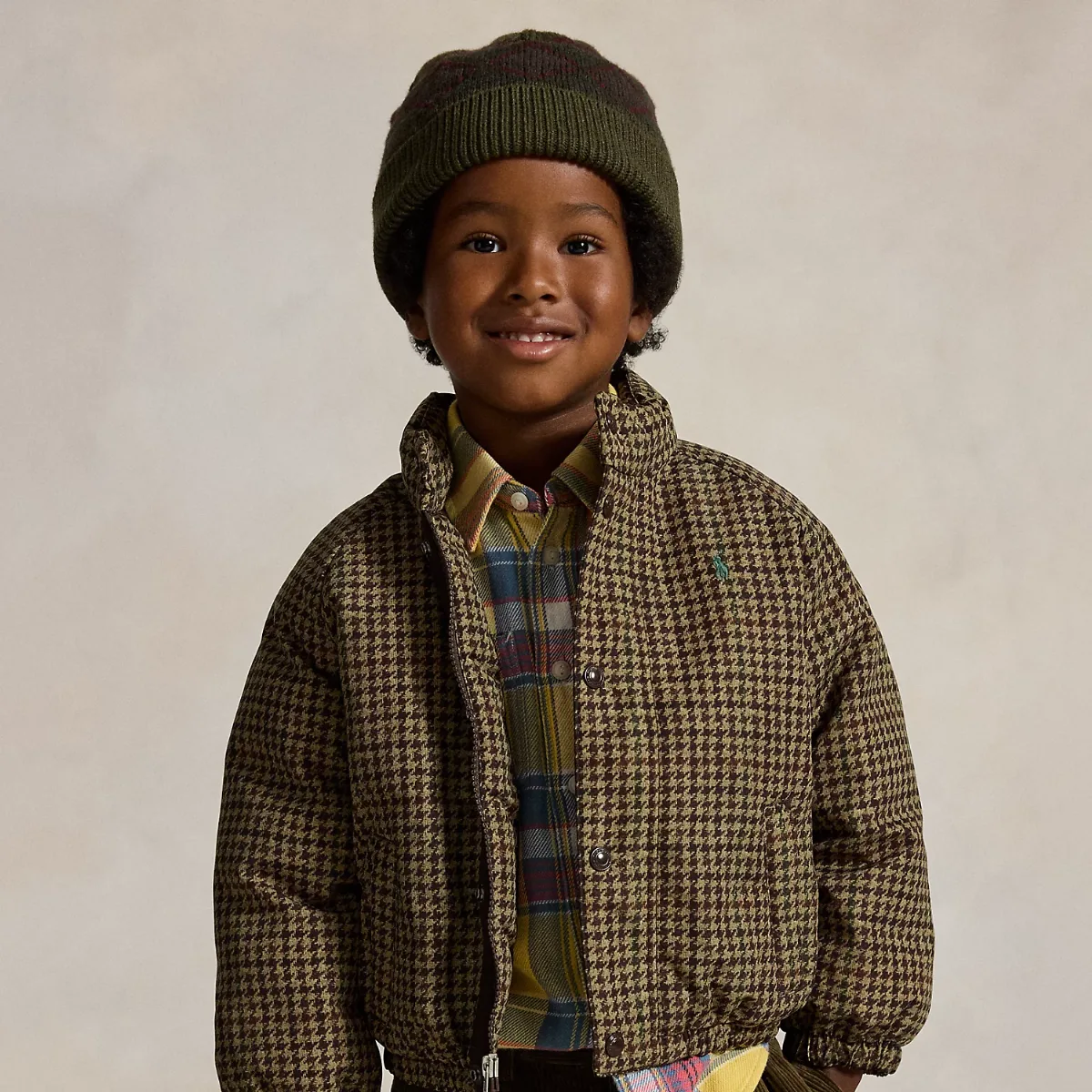 Tweed-Print Down Jacket by Ralph Lauren